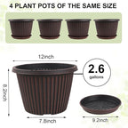 Large-Planter-Indoor-Outdoor Plant Pots, 12 inch 4 Pack Plastic Flower Pots - Image 4