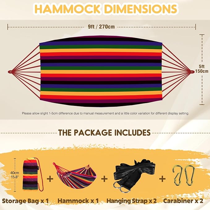 ANYOO Cotton Hammock Portable Camping Hammocks - Image 3
