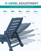 SERWALL Patio Chaise Lounge Chair Set of 4, 5 Positions Adjustable Poly Outdoor - Image 3