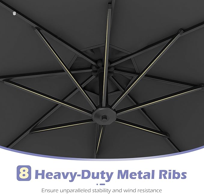 Tangkula 10ft Solar LED Patio Umbrella - Image 9