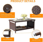 VINGLI Outdoor Wicker CoffeeTable Patio Coffee Tables - Image 5