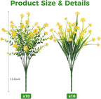 20 Bundles Artificial Flowers for Outdoors Fake Plastic Flowers UV Resistant - Image 2