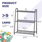 3-Tier Corner Plant Stand, Metal Black Flower Pot Rack, Indoor Outdoor Heavy - Image 2