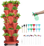 GameXcel Vertical Planter, 6 Tier Stackable Strawberry Planter by GameXcel