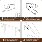 1” Diameter Curtain Rods Itself is 30 to 45 inch 2 Pack Fit 30-39 inch Window - Image 5