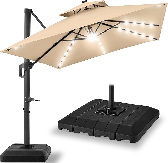 Best Choice Products 9x12ft LED Cantilever Patio Umbrella w/Base Included & by BestChoiceProducts