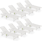 SERWALL Outdoor Chaise Lounge Set of 8, HDPE Pool Lounge Chairs by SERWALL