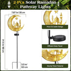 Lewondr 2Pcs Ramadan Solar Lights, Ramadan Decorations Outdoor, Metal Yard - Image 5