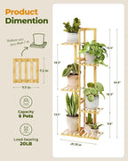Bamworld Bamboo Plant Stand Indoor 5 Tiered Plant Shelf Outdoor Corner Plant - Image 5