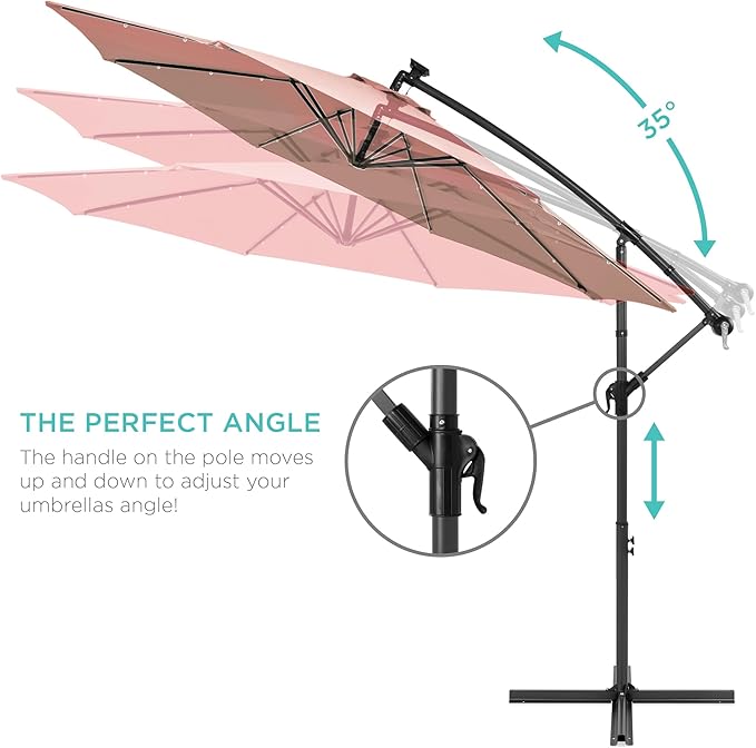 Best Choice Products 10ft Solar LED Offset Cantilever Hanging Market Patio - Image 4