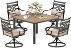 PHI VILLA Outdoor Patio Table, Square Metal Steel Slat Table - Image 7