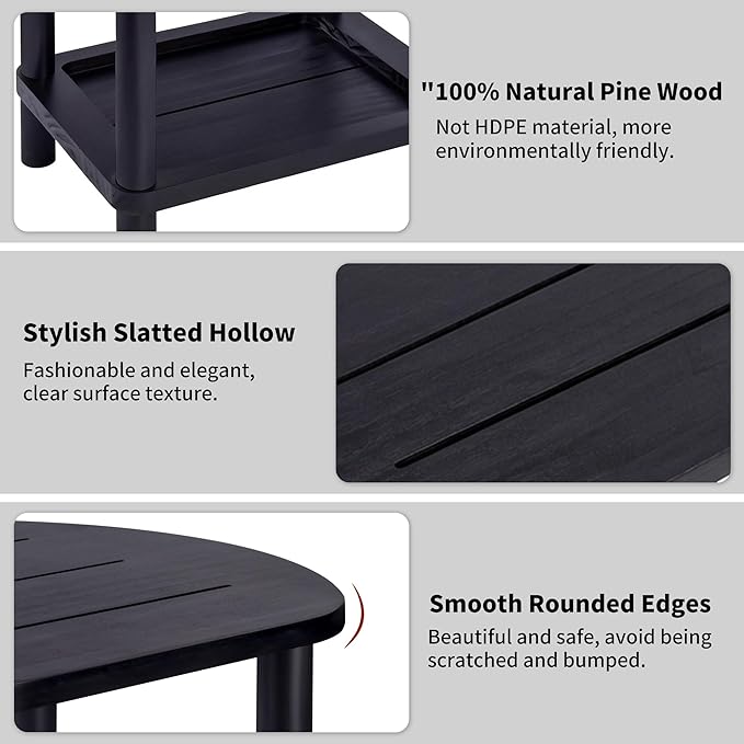 2 Tier Outdoor Side Table, Solid Wood Small Outdoor End Tables, Patio Table - Image 6