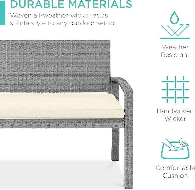 Best Choice Products Outdoor Bench 2-Person Wicker Garden Patio Benches Seating - Image 5