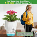 KIMCHOMERSE Self Watering Plant Pots, 6 Inch Plant Pots White, 3 Pack Flowers - Image 6