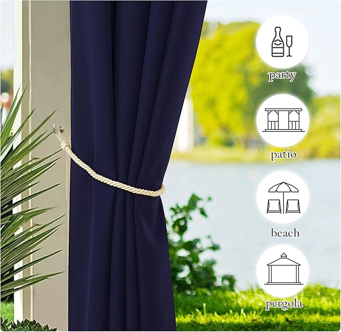 NICETOWN Outdoor Curtains for Patio Waterproof Extra Long W55 x L108 Inch - Image 5