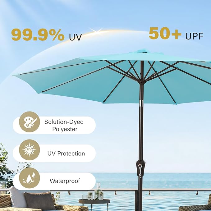 MEWAY 9ft Patio Umbrella Outdoor Table Umbrellas - Image 5
