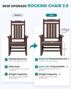 SERWALL HDPE Outdoor Rocking Chair Set of 2, Oversized Patio Rocking Chairs - Image 4