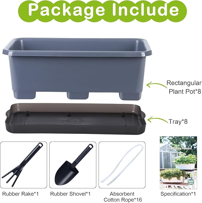 Window Box Planter 8 Pcs, 17 Inches Rectangle Flower Pots - Image 7
