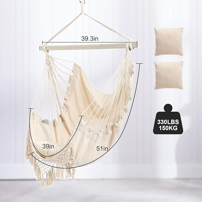 Hammock Chair, Hanging Rope Swing Seat - Image 3