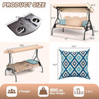 3 Seat Outdoor Porch Patio Swing - Image 7