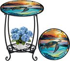 Outdoor Side Table Round Small Mosaic Patio Accent Indoor End Plant Coffee Tea by Cinnvoice