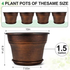 10 Inch Planters Plant Pots Indoor Outdoor, 4 Pack Plastic Flower Pot - Image 3