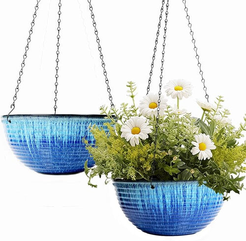 10inch Hanging Planters for Indoor and Outdoor Plants, 2 Pack Hanging Planter by LesOasis