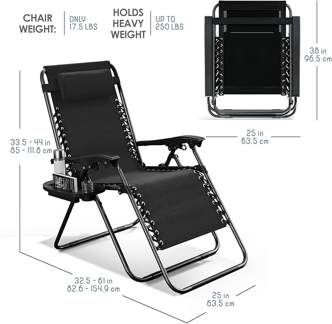 Nestl Zero Gravity Chairs Set of 4, Patio Lounge Chair Outdoor - Image 3