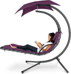 Best Choice Products Outdoor Hanging Curved Steel Chaise Lounge Chair Swing by BestChoiceProducts