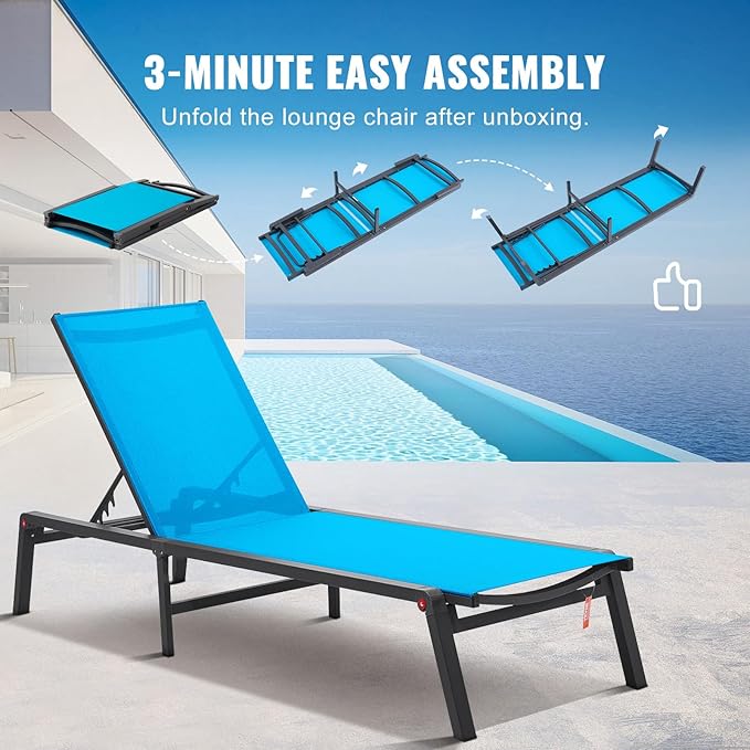 VEVOR Chaise Lounge Chairs Outdoor, Aluminum Patio Lounge Chairs - Image 7