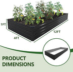 12×4×1FT Galvanized Raised Garden Bed Kit, Metal Planter Boxes, Large Outdoor - Image 2