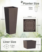Greesum 24 Inch Tall Plastic Planters, Detachable Inner Pot & Drainage Holes - Image 7