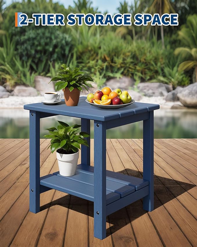 GarveeLife Adirondack Outdoor Side Table 18 x 15 in, HDPE 2-Tier Patio Side - Image 4
