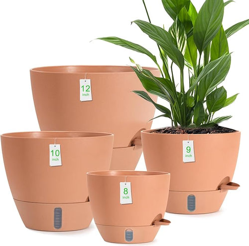 4 Pack Plant Pots, 12/10/9/8/ Inch Self Watering Pots by Unknown