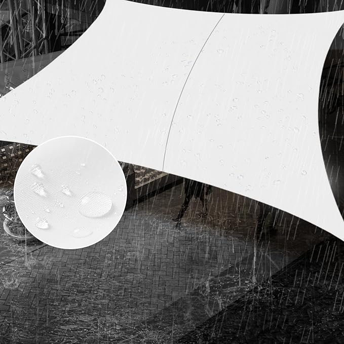 SUNNY GUARD Waterproof Sun Shade Sail 9' x 16' White Rectangle UV Block Sunshade by SUNNYGUARD