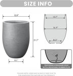 Kante Tall Concrete Planter, 21.7-Inch Height Gray Large Indoor Outdoor Plant - Image 2