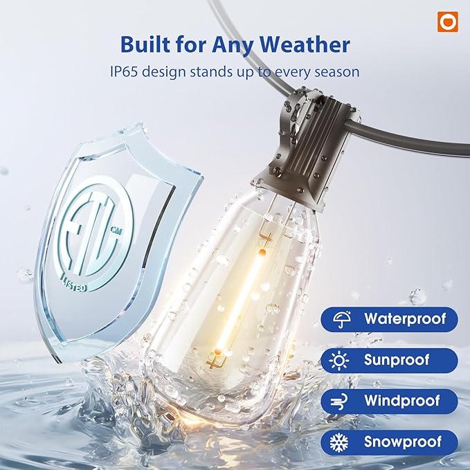 addlon 50FT LED Outdoor String Lights - Image 3