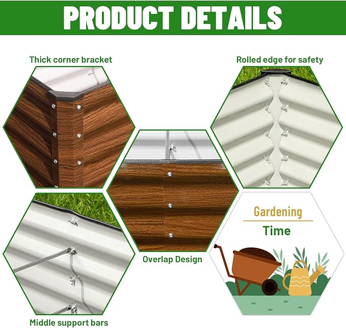 SnugNiture Galvanized Raised Garden Bed 6x3x2FT Outdoor Large Metal Planter Box - Image 3
