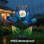 Solar Garden Lights Metal Flower Decor, Colorful Lotus Pathway Spinning Windmill - Image 6
