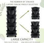 Umigy 2 Set Black 7 Tier Stackable Vertical Planters - Image 5