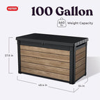 Keter Ashwood 100 Gallon Resin Deck Box Organization and Storage - Image 2