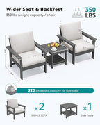 SERWALL HDPE Patio Sofa Set, 3-piece Sectional Outdoor Furniture Set, All - Image 2