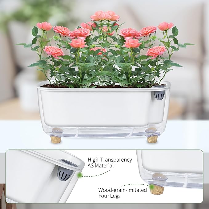 Self Watering Planter with Coco Coir Pellets, 11.8 Inch Plastic Rectangular - Image 3