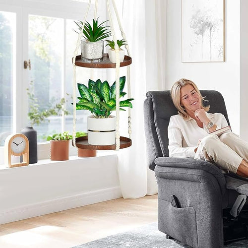 2 Tier Macrame Plant Hanger | Plant Hanger Indoor, Hanging Planter | Hanging - Image 2