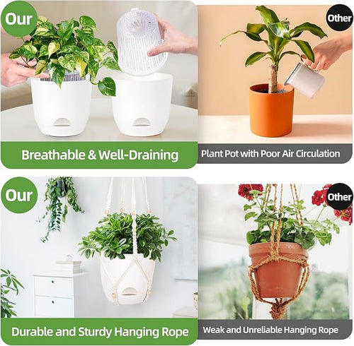 2-Pack 5.7-Inch Self-Watering Hanging Planters - Image 2