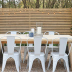 FDW | Set of 4 Metal Dining Chairs | Cream | Stackable Tolix Side Chairs - Image 6