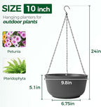 T4U 10 Inch Hanging Planters for Indoor Outdoor Plants, Hanging Plant Pot Pack - Image 2