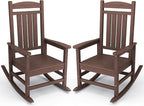 KINGYES Outdoor Rocking Chair Set 2, All Weather HDPE Patio Rocking Chairs by KINGYES