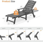 LUE BONA Outdoor Chaise Lounge, HDPS Chaise Lounger, 5 Positions Adjustable - Image 2