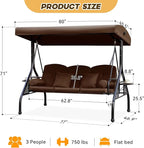 3 in 1 Patio Swing with Adjustable Canopy - Image 2